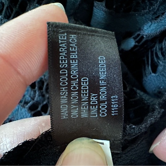 Lane Bryant Babydoll Tunic Top Women 16 Blue Lace Bell Sleeve Cottagecore Fairy - Picture 12 of 13